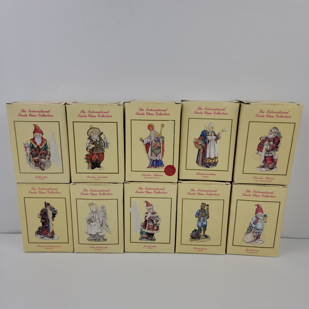 10pc International Santa Claus Collection Figurines w Boxes 1992-1994 IRS